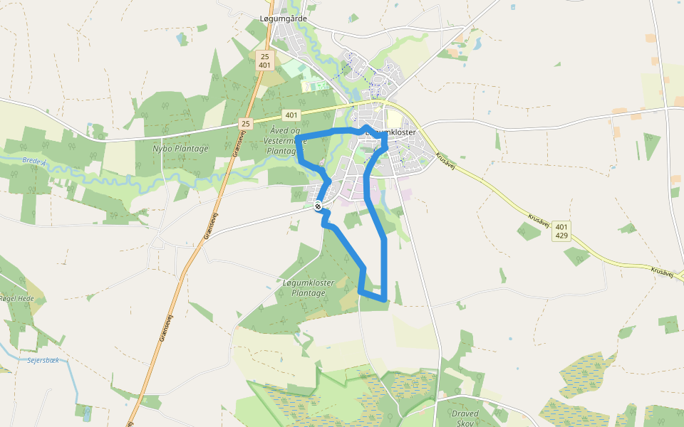 Rød Kløversti, Løgumkloster walking route map in Løgumkloster