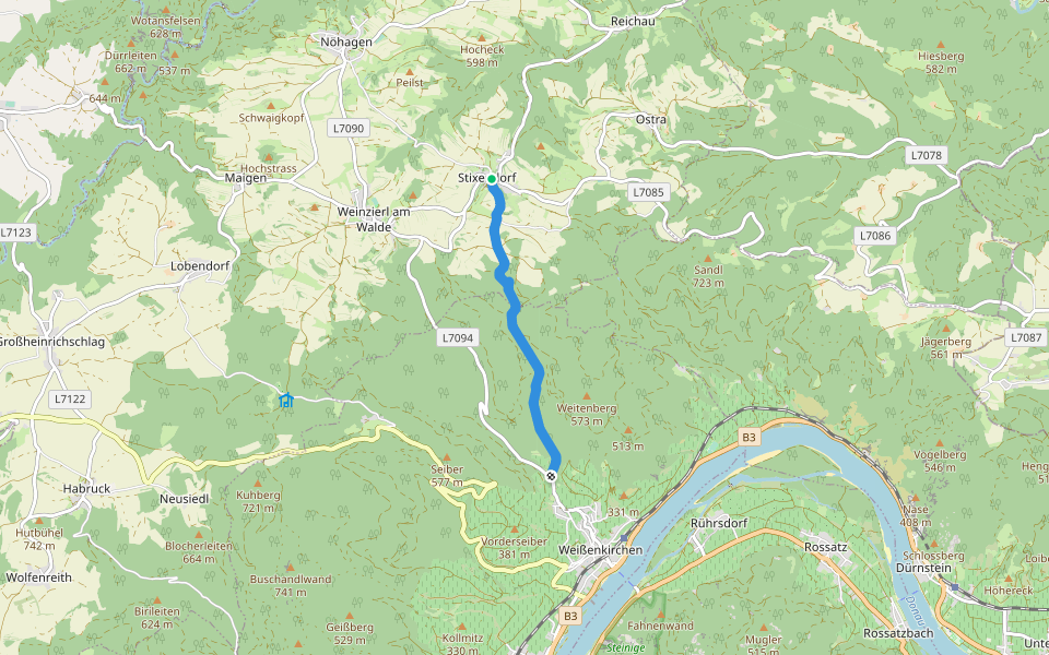 Cholerakreuz-Stixendorf walking route map in Stixendorf