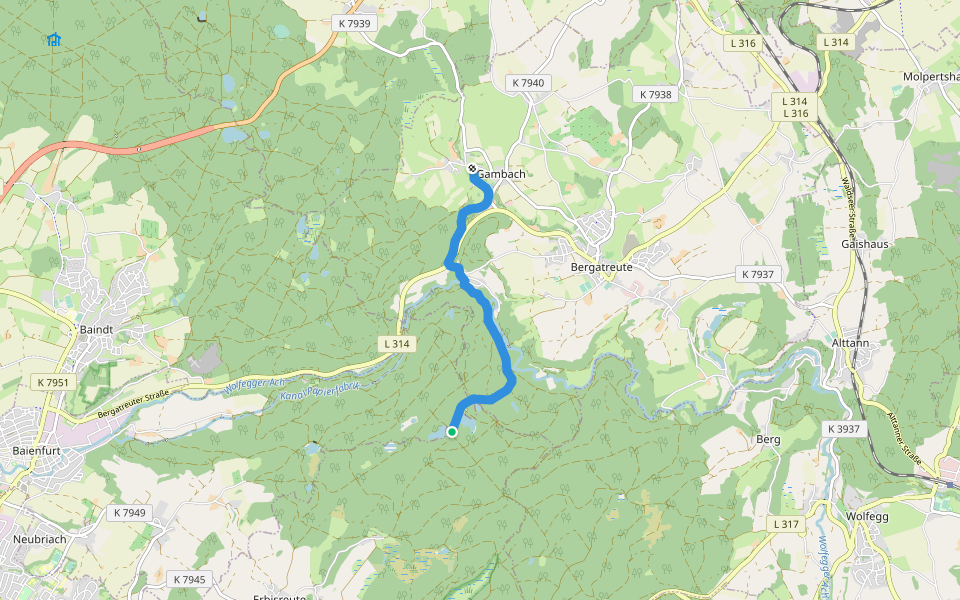 Nebenweg des Schwäbischen Albvereins (blauer Balken) walking route map in Schlier