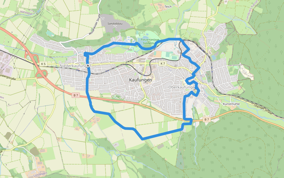 Kaufungen, N2 - Panoramaweg walking route map in Kaufungen