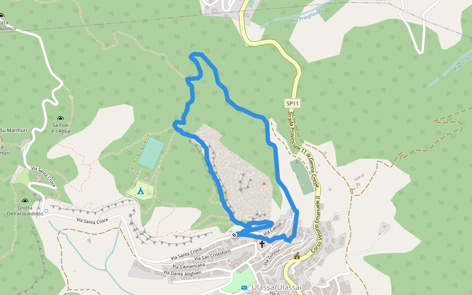 Sa Tappara walking route map in Ulassai
