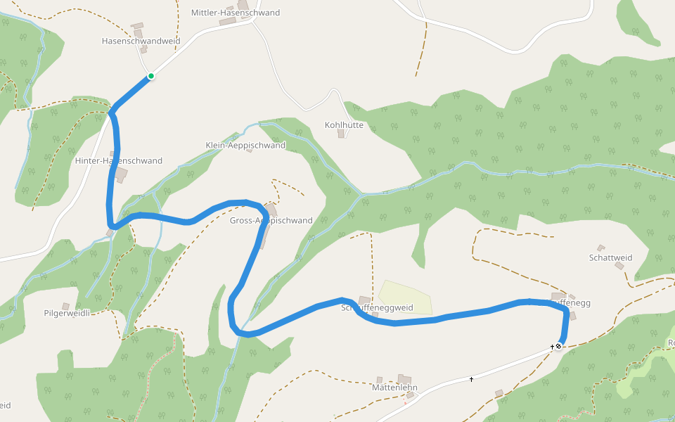 Schrufenegg - Hasenschwand walking route map in Wolhusen