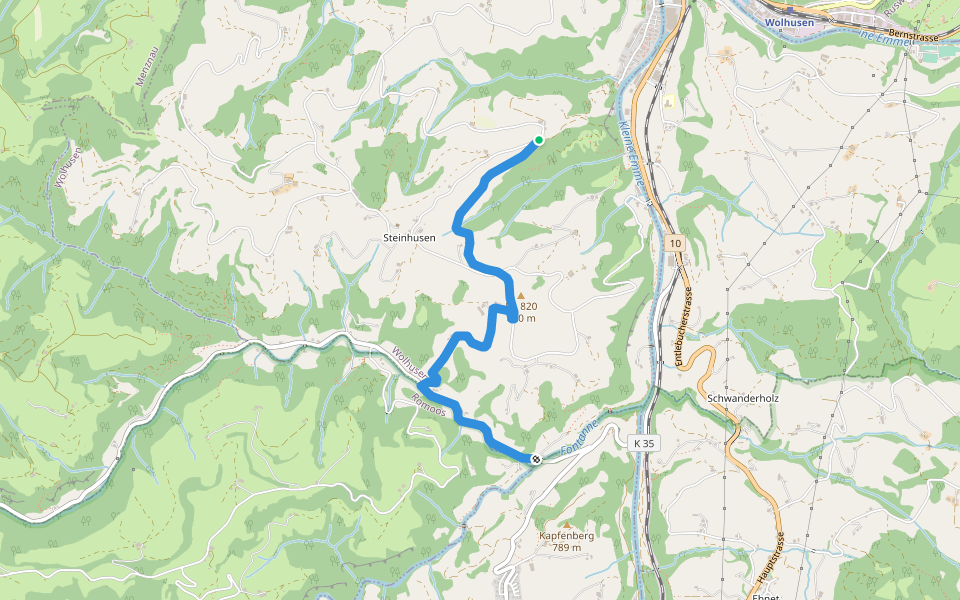 Schrufenegg - Mühliacher walking route map in Wolhusen