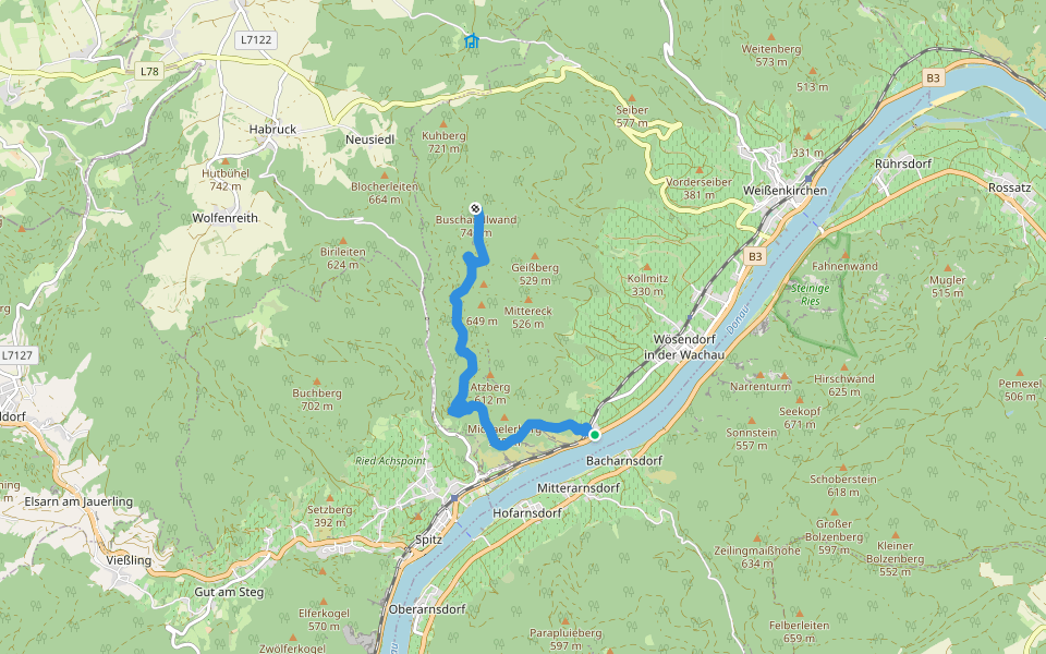 St. Michael-Gruberwarte/Buschandlwand (gelb) walking route map in Sankt Michael