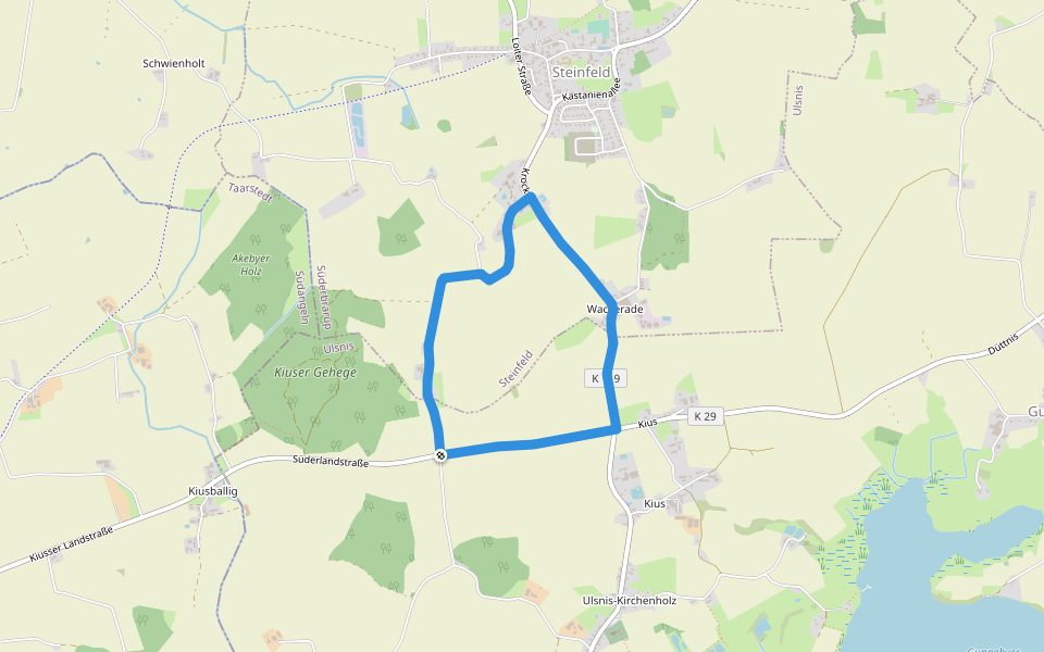 Erholungsort Ulsnis: Rundweg Schmedeland walking route map in Steinfeld