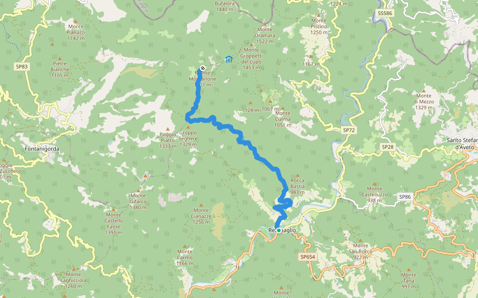 Rezzoaglio - Passo di Ertola - Monte Montarlone walking route map in Rezzoaglio