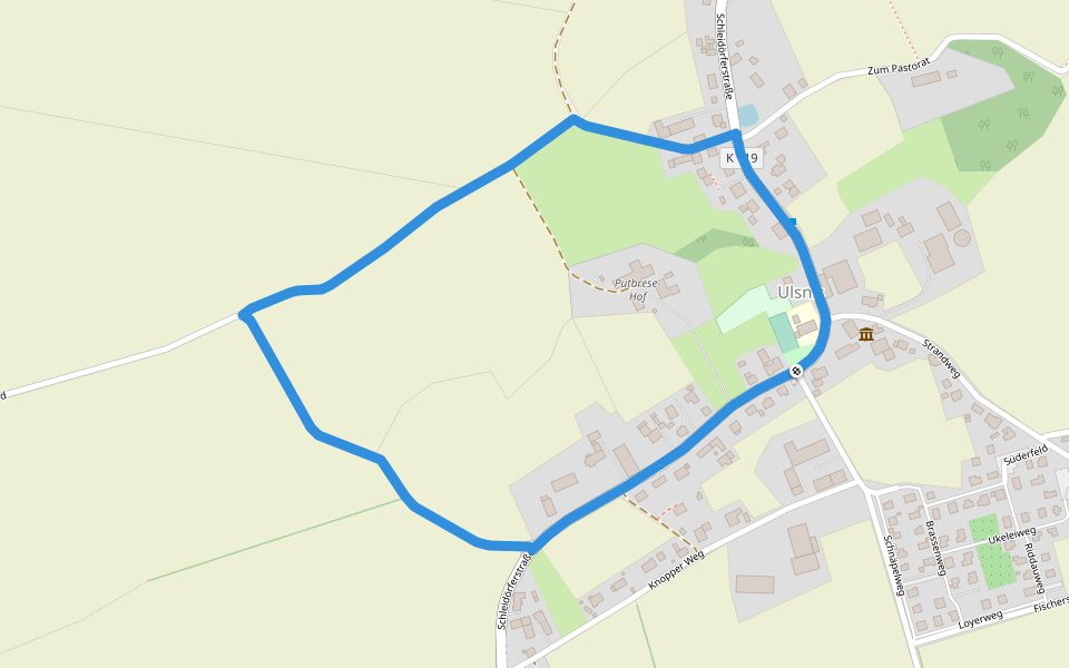 Erholungsort Ulsnis: Rundweg Gallberg walking route map in Ulsnis