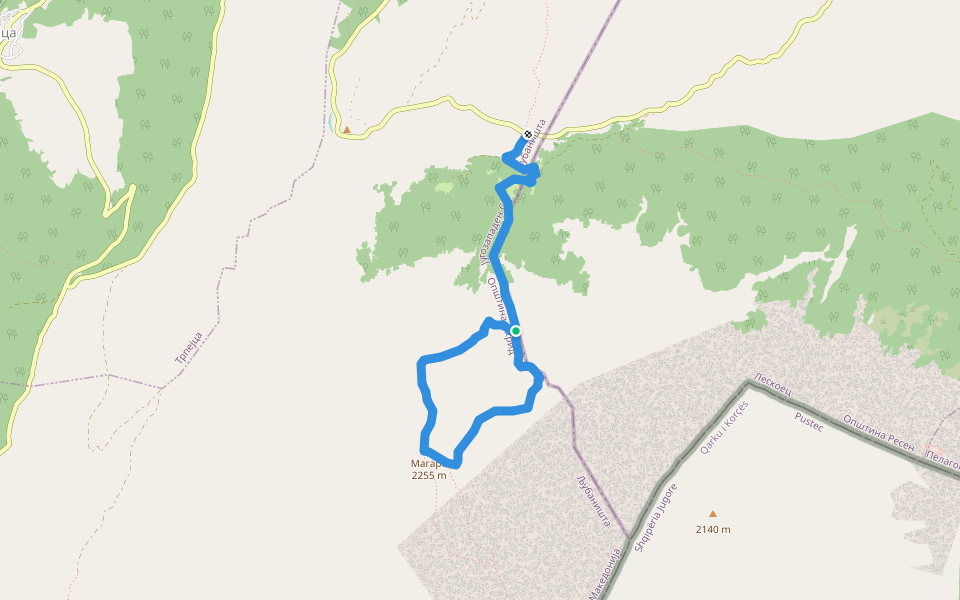 Magaro walking route map in Ohrid