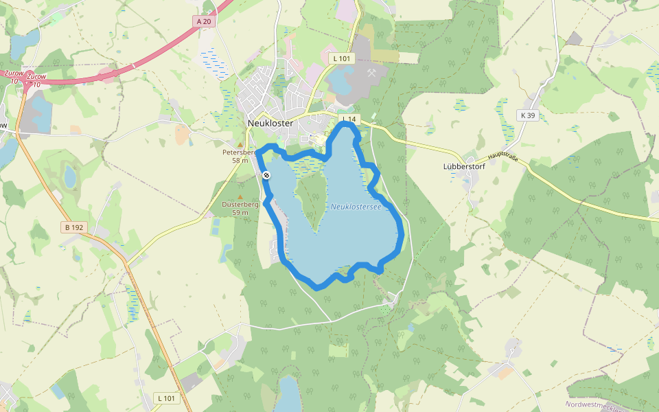 Rundweg Neuklostersee walking route map in Neukloster