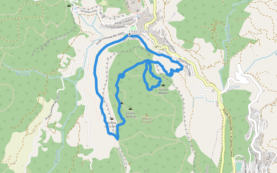 Sentiero Tisiddu walking route map in Ulassai