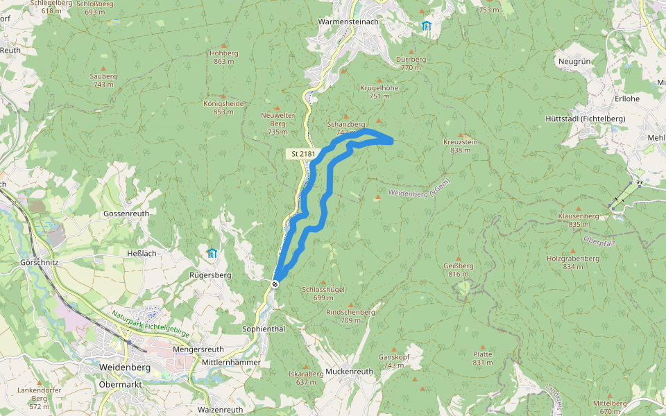 Sophienthal Rundwanderweg Nr. 2 walking route map in Weidenberg