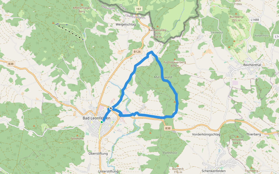 Miesenwald-Runde walking route map in Bad Leonfelden