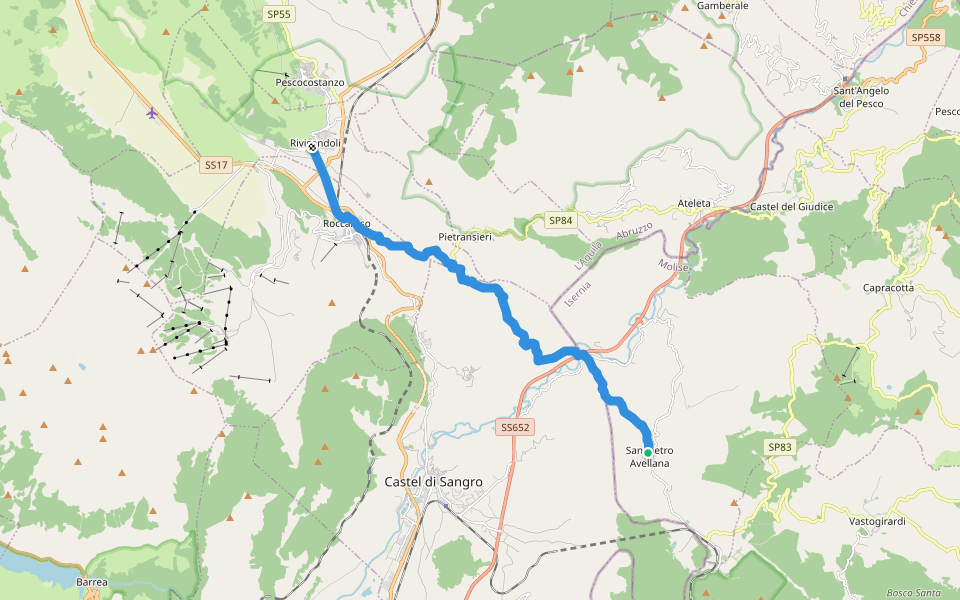 Sentiero Italia - Tappa Q13 walking route map in San Pietro Avellana