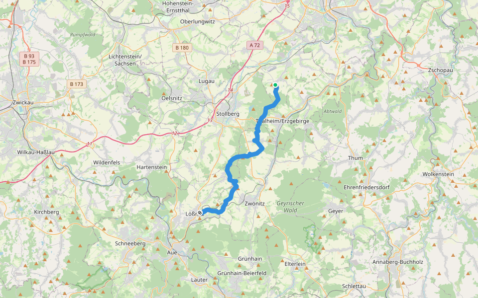 Pilgerweg St. Anna Jahnsdorf–Lößnitz walking route map in Jahnsdorf/Erzgeb