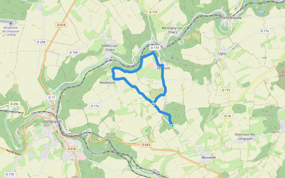 Circuit de Fermont walking route map in Beuveille