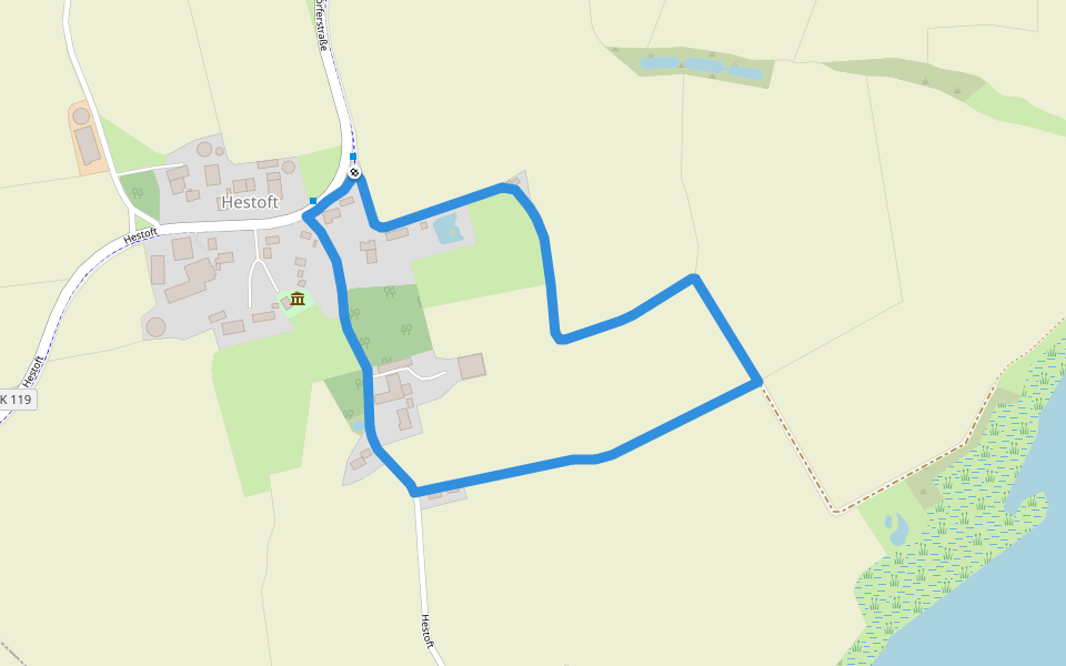 Erholungsort Ulsnis: Rundweg Hestoft walking route map in Ulsnis