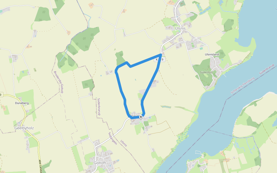 Erholungsort Ulsnis: Rundweg Ulsnishöh walking route map in Ulsnis