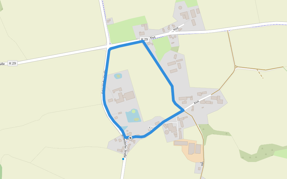 Erholungsort Ulsnis: Rundweg Kius-West walking route map in Ulsnis