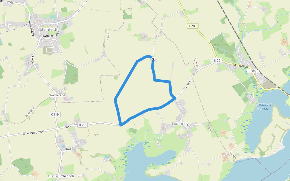 Erholungsort Ulsnis: Rundweg Knappersfeld walking route map in Ulsnis