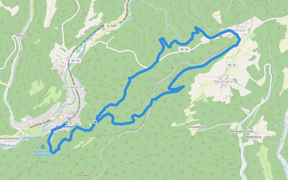 Schlegelshaider Höhenweg RT 23 walking route map in Steinwiesen
