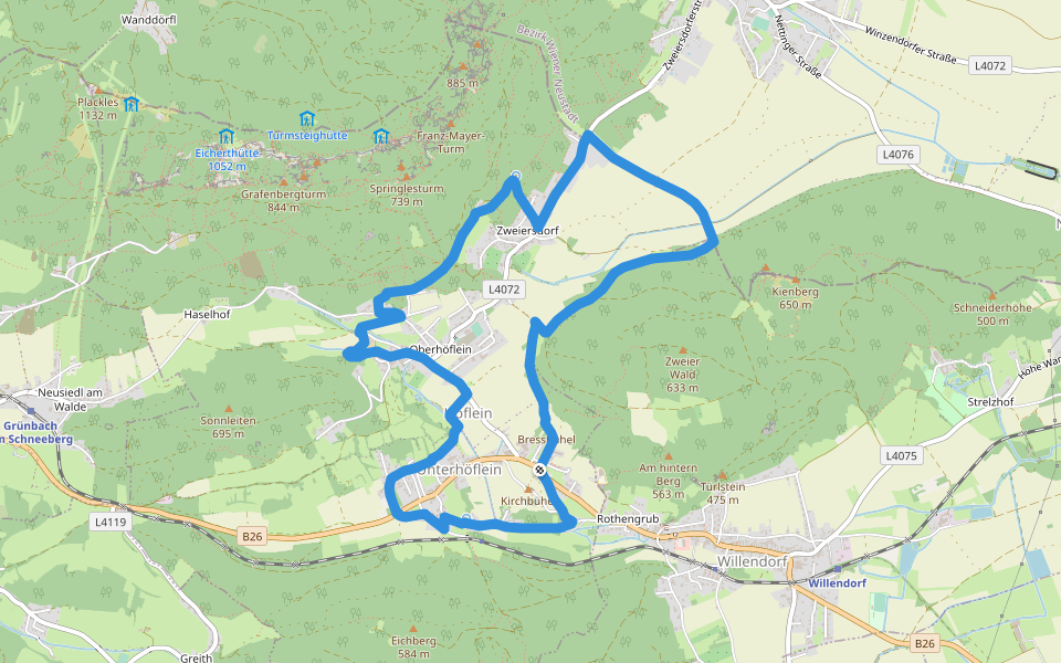 Erlebnisweg "Mit allen Sinnen genießen" walking route map in Zweiersdorf
