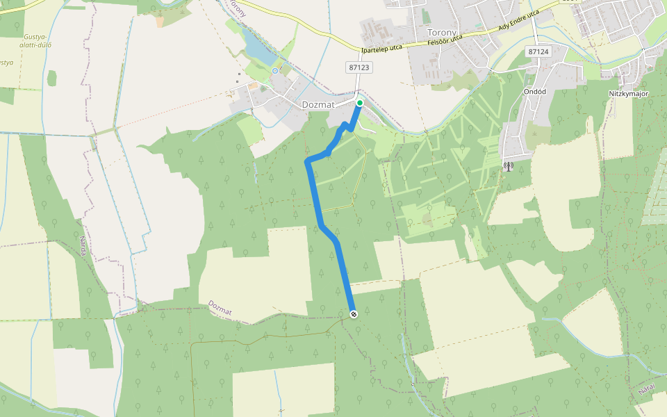 Z▲ (Dozmat, Krisztina-kilátó) walking route map in Dozmat