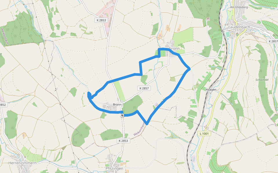 Höhenweg Bronn-Honsbronn walking route map in Weikersheim