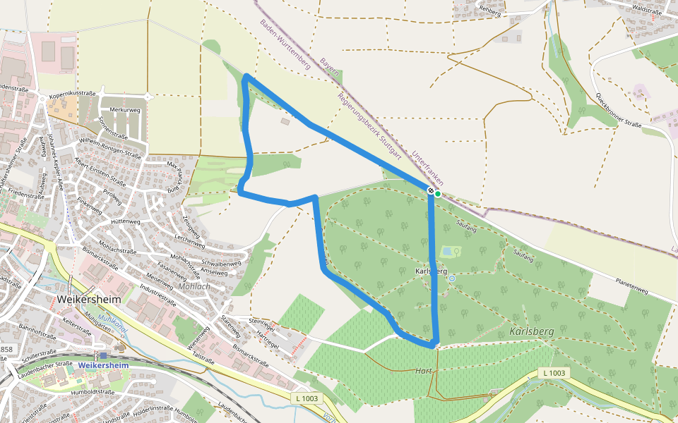 Karlsberg Weikersheim walking route map in Weikersheim
