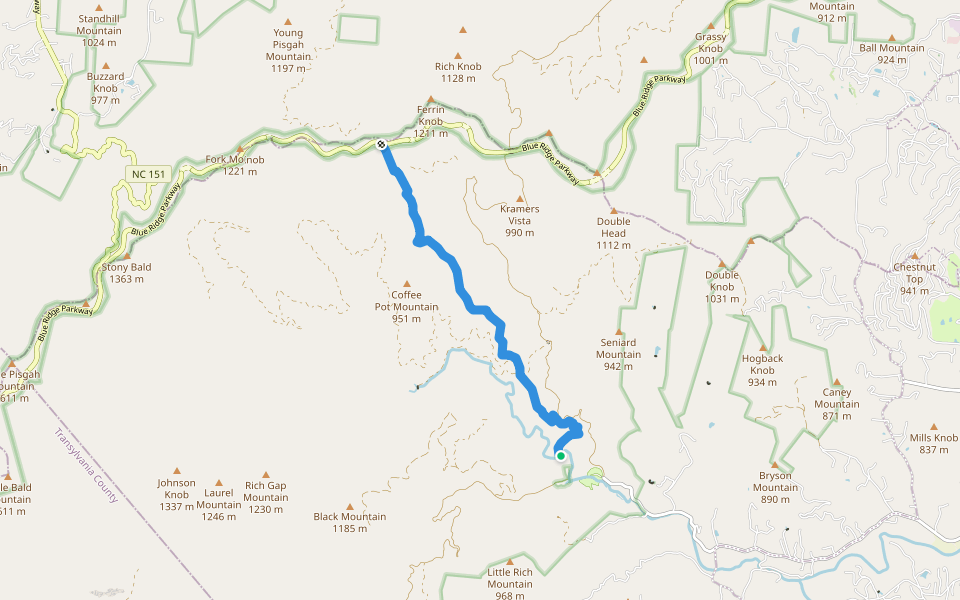 354 Trace Ridge walking route map in Mills River