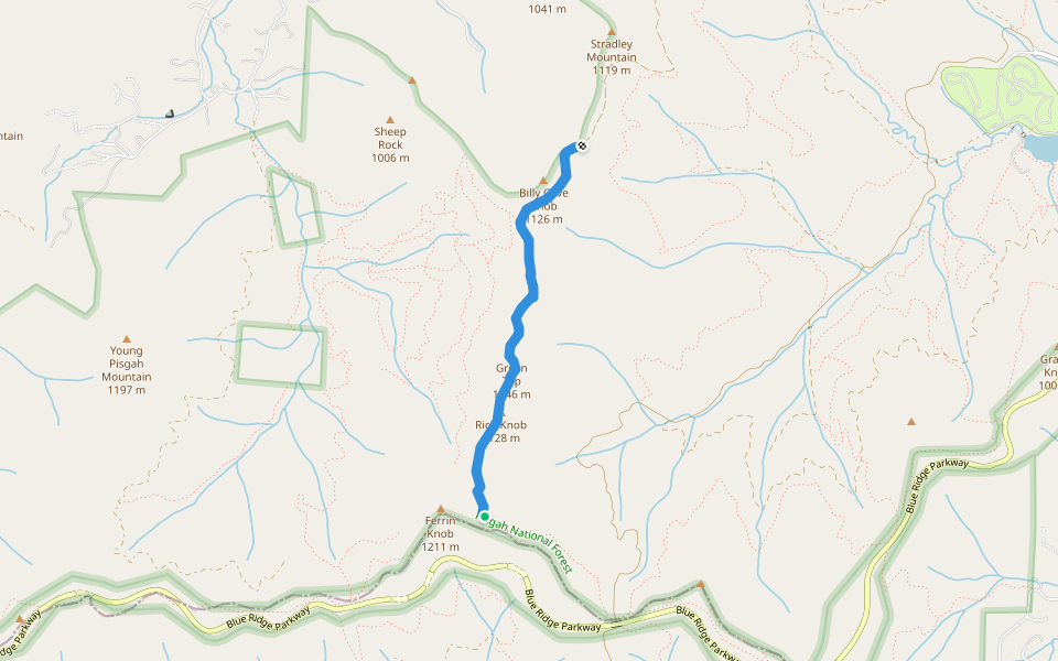 Three Humps walking route map in Candler