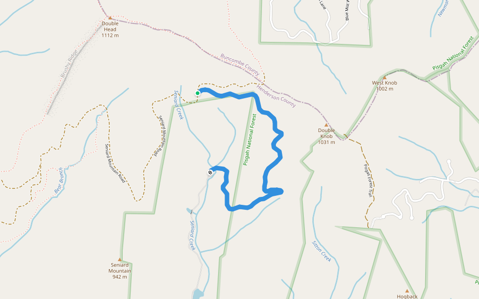 Seniard Creek Trail walking route map in Horse Shoe
