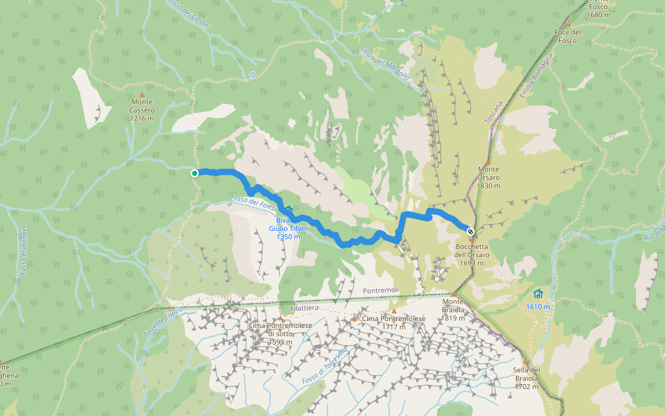 132 walking route map in Pracchiola