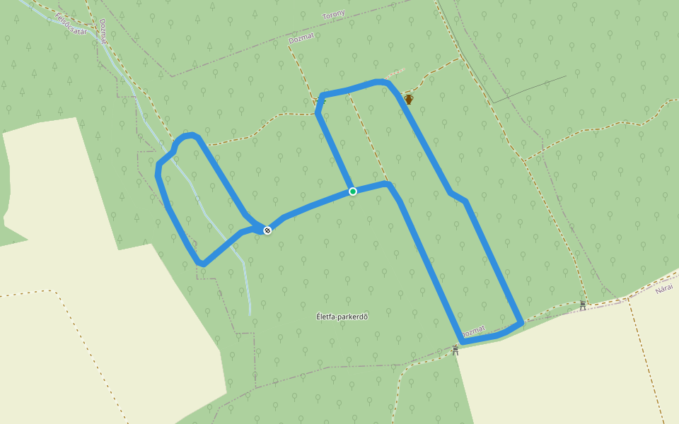 T, Erdőismereti tanösvény walking route map in Dozmat