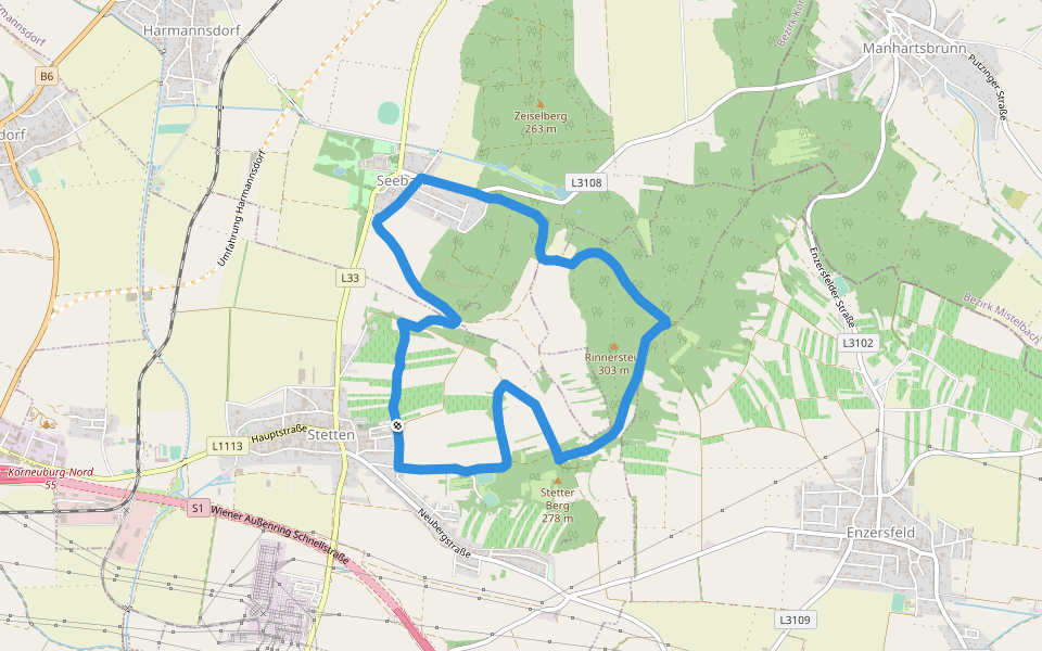 Bibelweg Stetten-Harmannsdorf Fußweg walking route map in Stetten