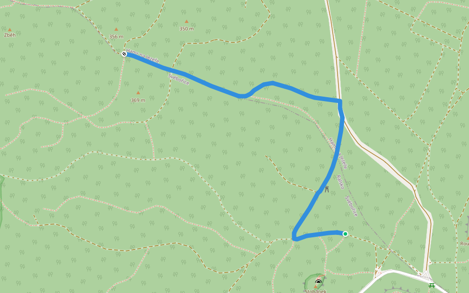 Stohánek;Pod Zběhem walking route map in Hamr na Jezeře