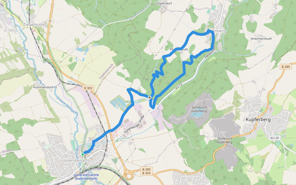 Guttenberg-Weg KU 37 walking route map in Untersteinach