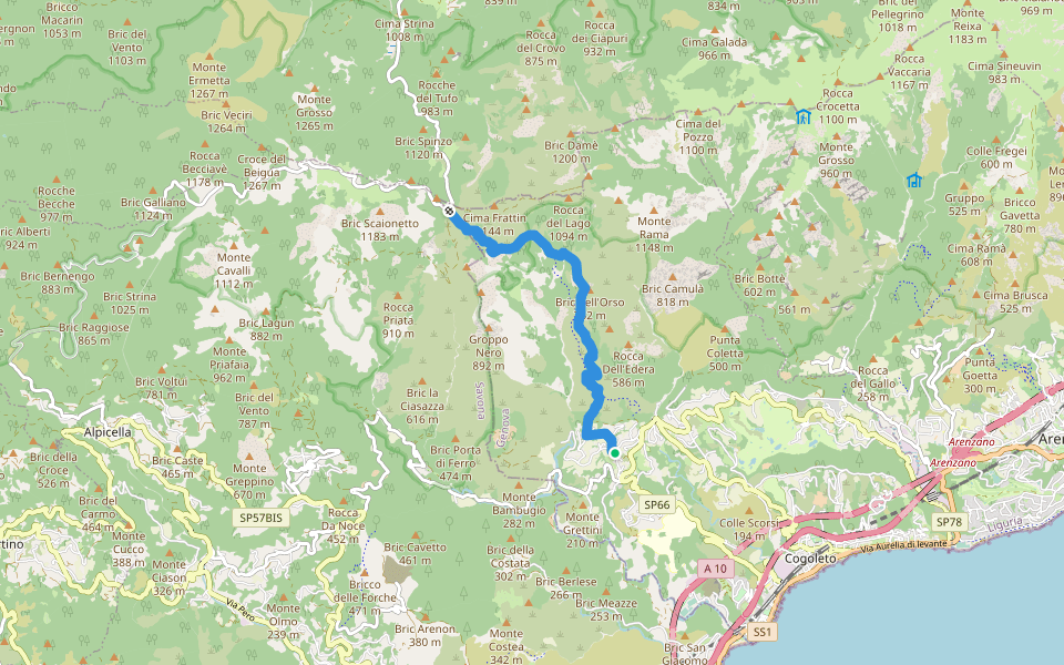 Sciarborasca-Prato Rotondo walking route map in Sciarborasca
