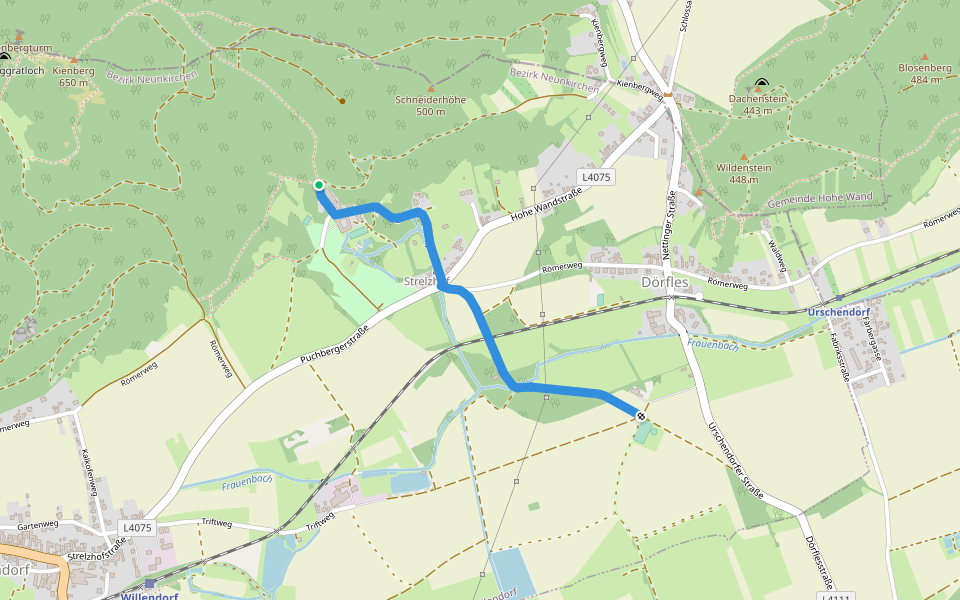 Löffler Runde Abkürzung walking route map in Strelzhof
