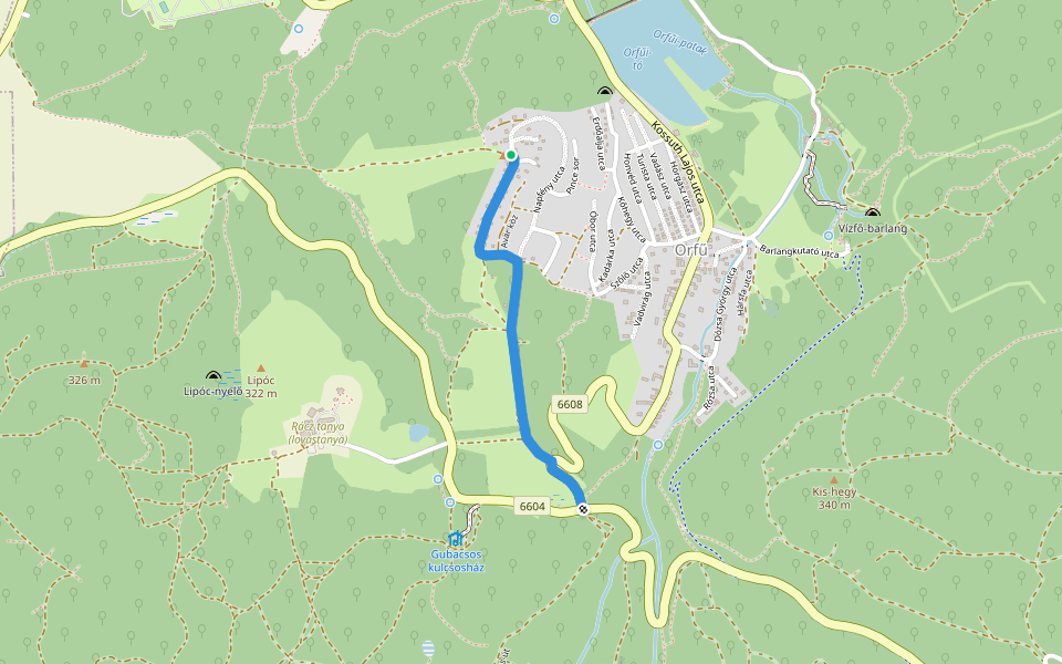 K▲ (Orfű, Balázs-hegyi kilátó) walking route map in Orfű