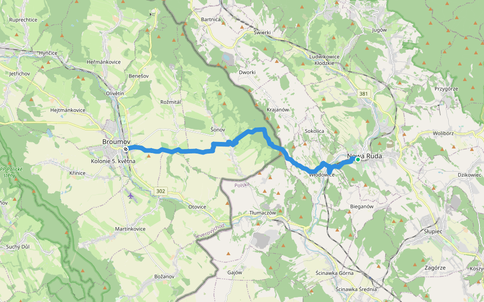 Szlak Niebieski Nowa Ruda Broumov walking route map in Nowa Ruda