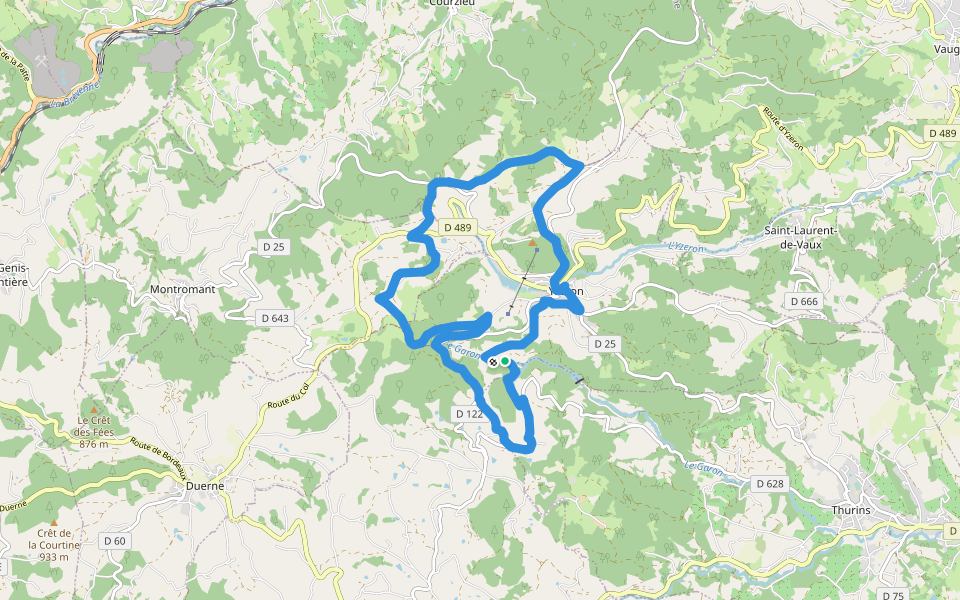 Circuit des Sources du Garon walking route map in Yzeron