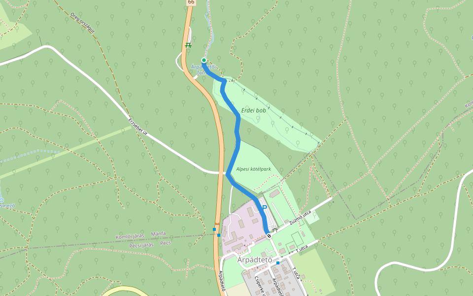 K● (Árpádtetői-forrás) walking route map in Mánfa