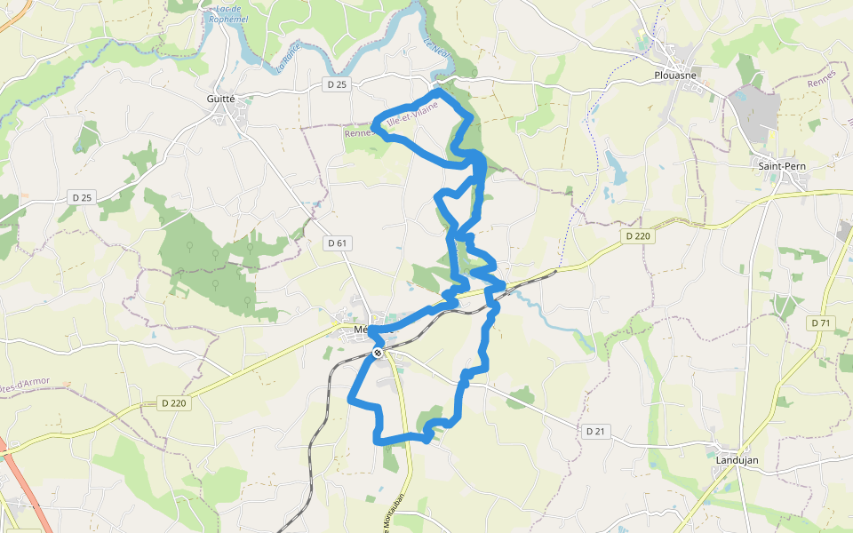 Médréac - vallée du Néal walking route map in Médréac