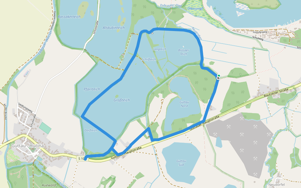 Naturerlebnispfad „Guttauer Teiche & Olbasee" walking route map in Malschwitz