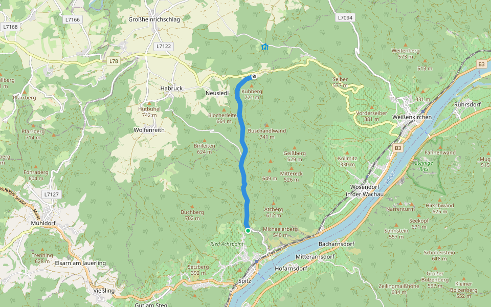 Spitz - Buschandlwand/Gruberwarte walking route map in Spitz