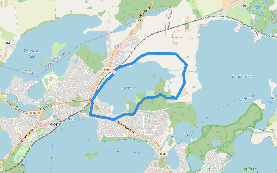 Schöhsee-Rundweg walking route map in Plön