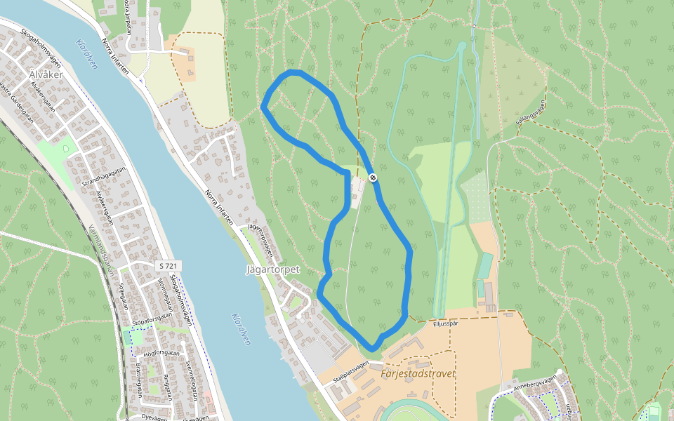 Tyrs motionsspår walking route map in Karlstad
