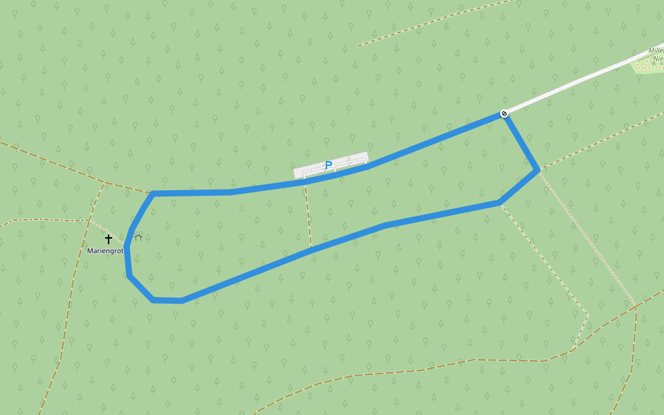 Rundwanderweg Niederberg Nasenberg 1: Mariengrotten-Weg walking route map in Niedernberg