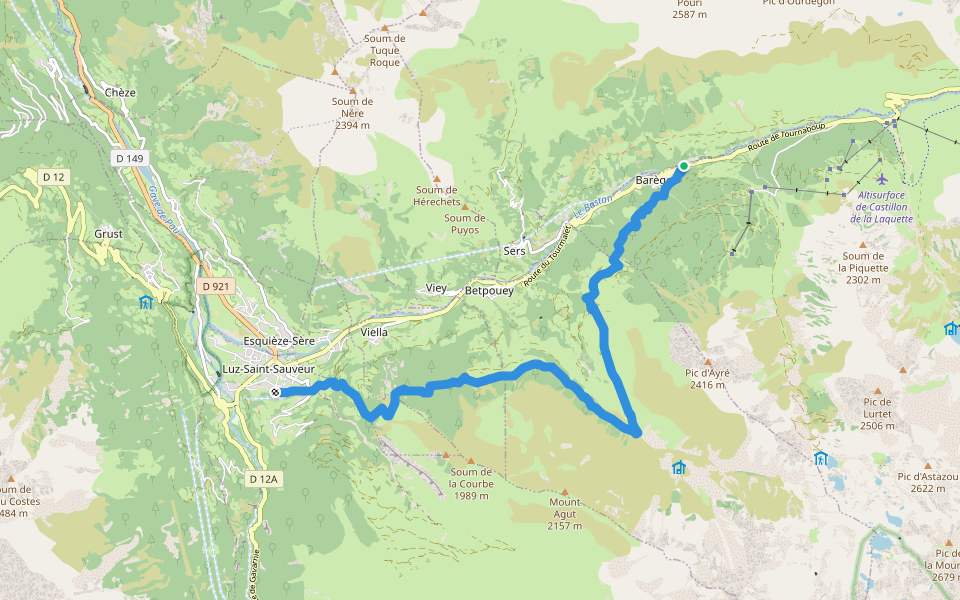 GR 10-F walking route map in Barèges