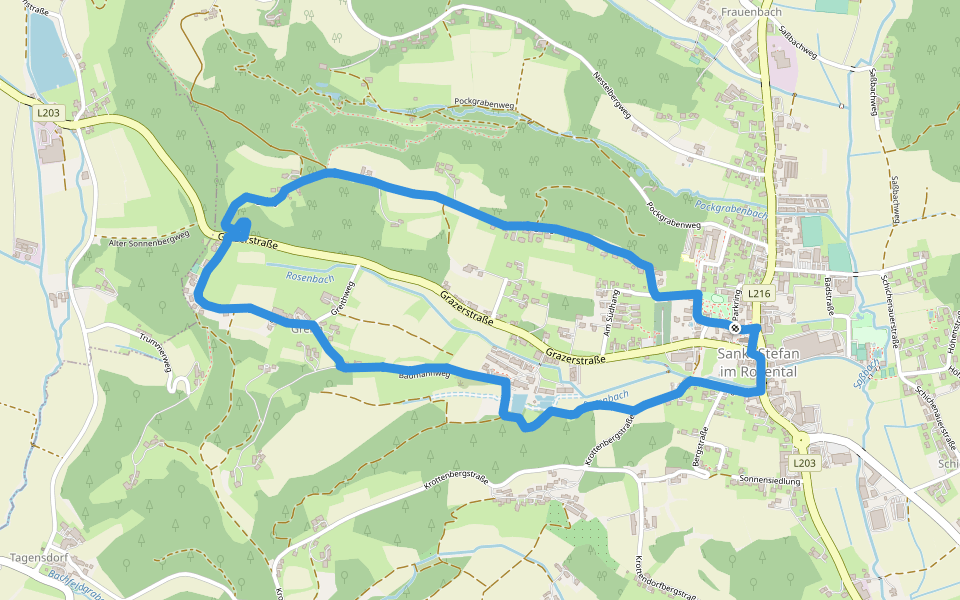 St. Stefan Rundwanderweg 2 walking route map in Sankt Stefan im Rosental